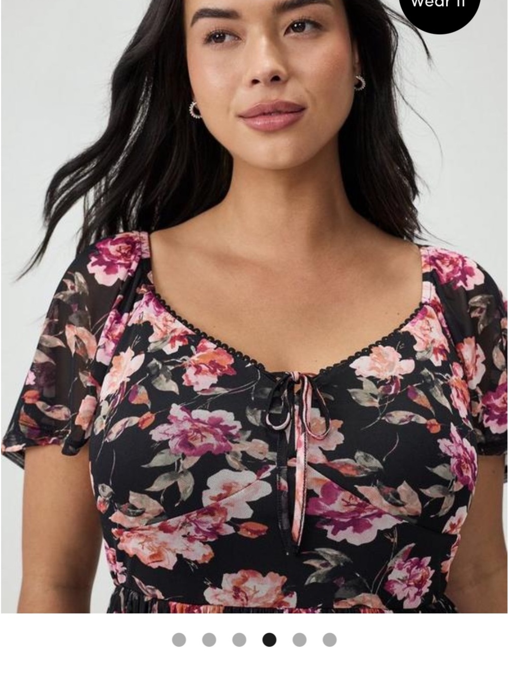 torrid Black Midi Dress with Pink Floral Print - Picture 13 of 13